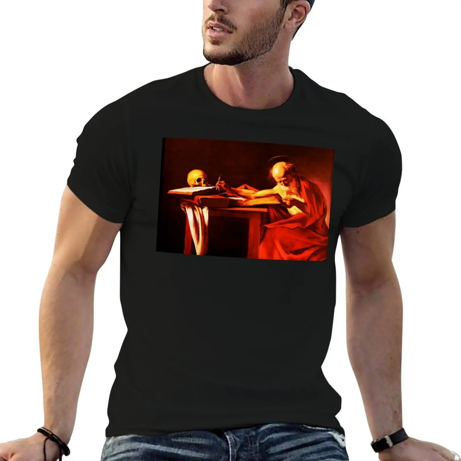 Saint Jerome in September - Replica of Caravaggio T-Shirt Anti-Pilling Casual T-Shirt