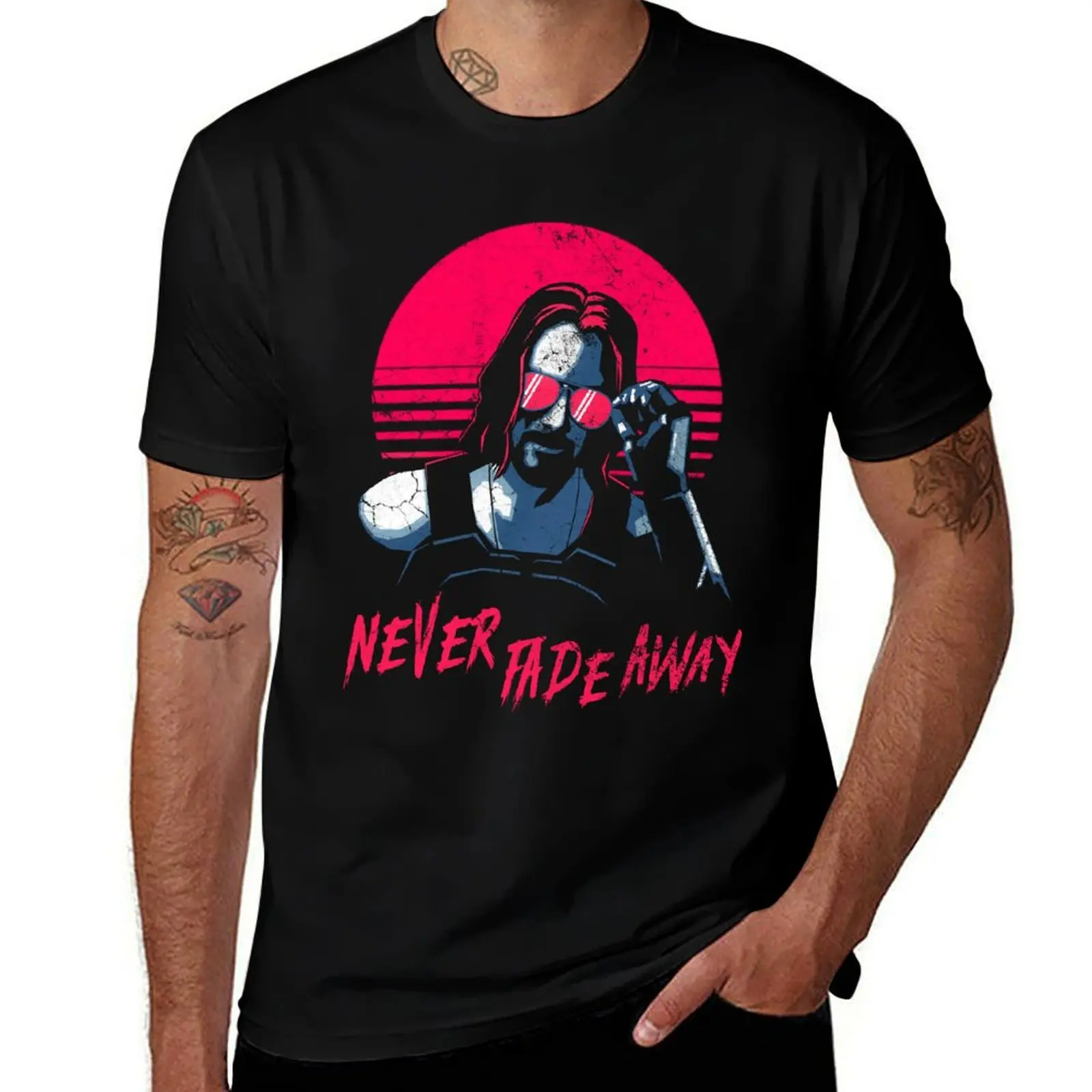 Johnny Silverhand Cyberpunk - Never Fade Away T-Shirt Plus Size Solid Color T-Shirt
