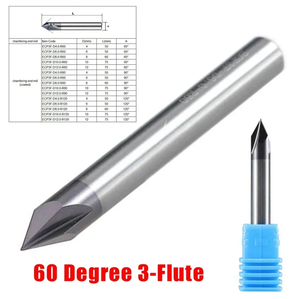 Versatile chamfer milling capabilities 60 Degree 2Flute Carbide Chamfer Mill 6mm Shank VGroove TiAIN CNC Router Bit