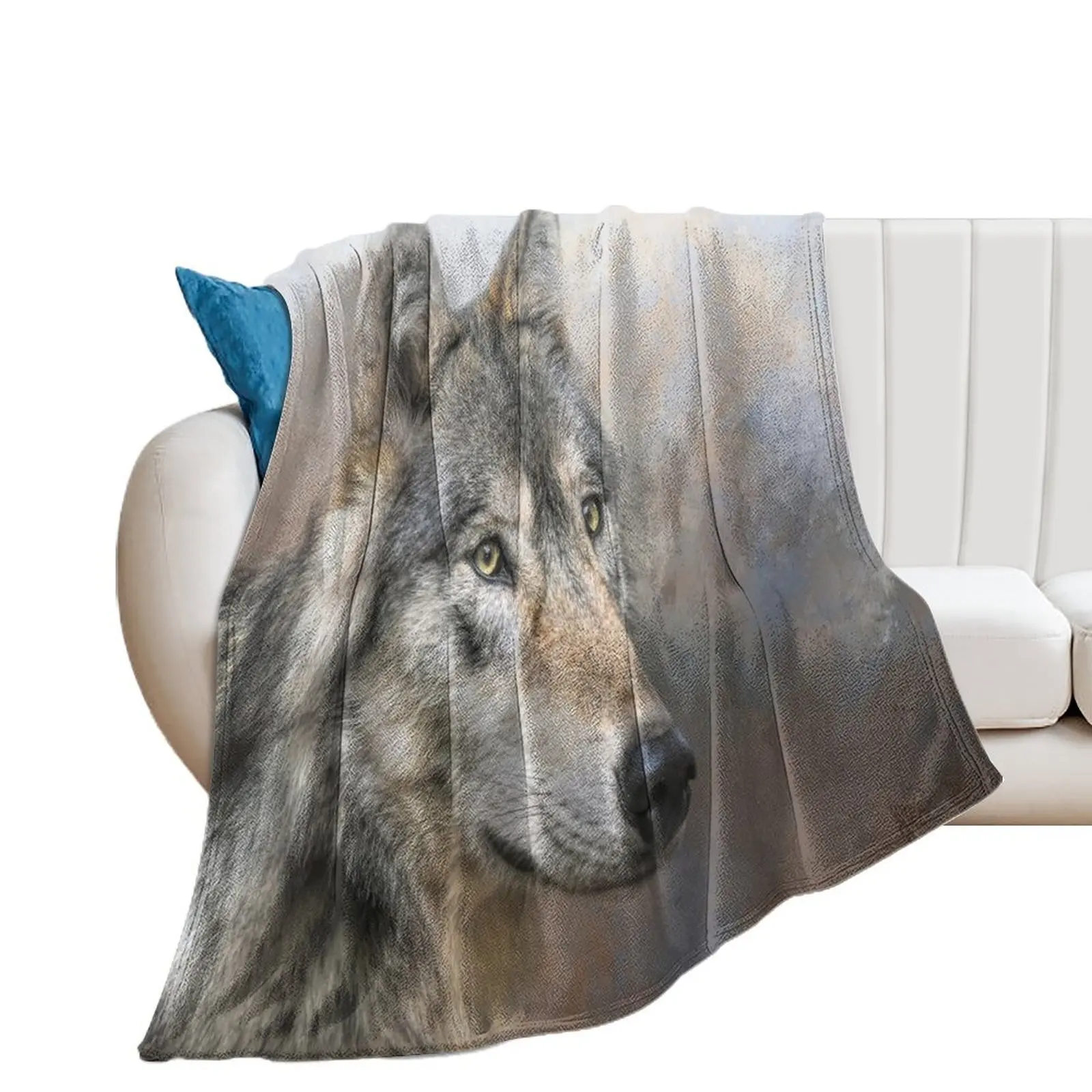 Gray Wolf Throw Blanket Furry manga Sofa Travel Blankets