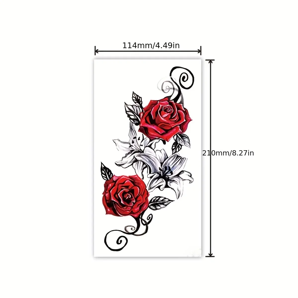 Red Rose Temporary Tattoos For Women, Snake, Eye, And Colorful Flower Waterproof Tattoos For Arms And Thighs, Sexy Transfer Tatt