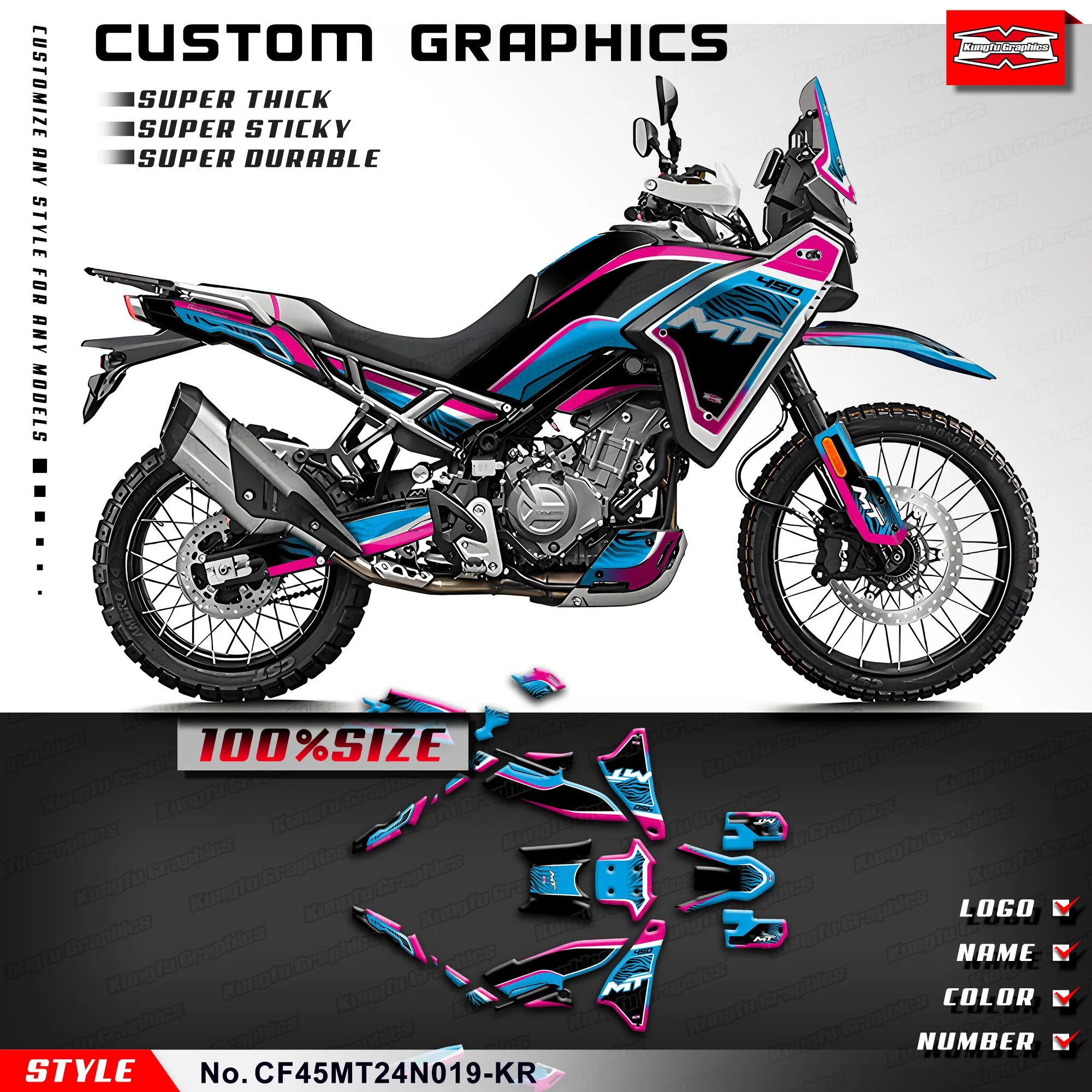 

Наклейки KUNGFU GRAPHICS в сборе для CFMOTO 450MT 450 MT 450, восстановление, CF45MT24N019-KR