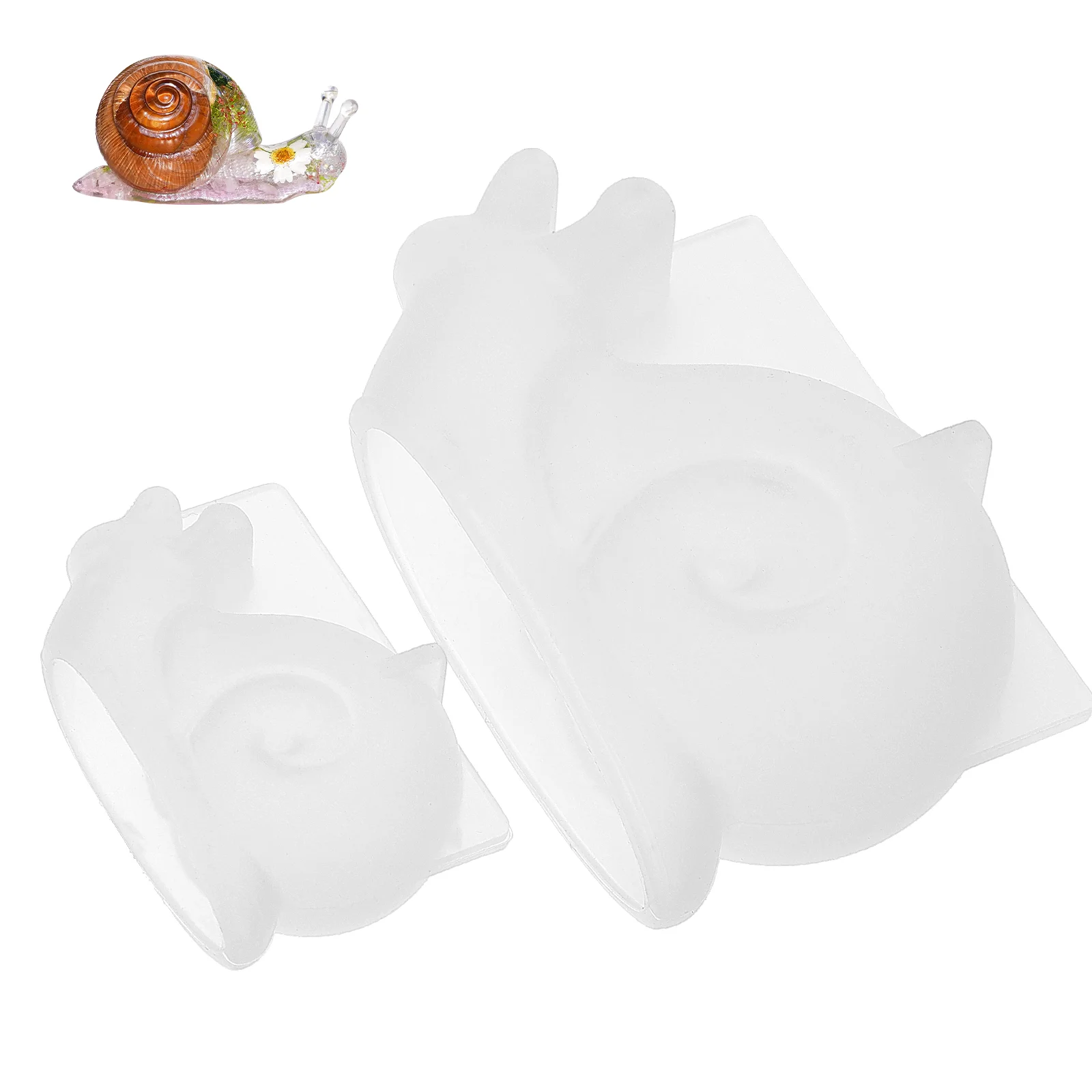 2 Pcs Snail Ornament Mold Animal Decor Resin Molds Silicone for Flowerpot Epoxy Silica Gel Father DIY