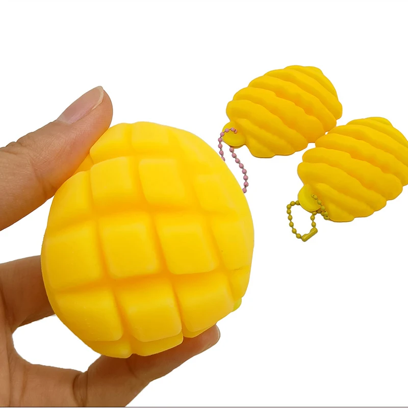 Porte-clés en Forme d'Ananas pour Enfant, Simulation Amusante, Mango, Doux, Pincement, Évent, Pendentif, Amusant, Adulte, Enfants, Souligné, Instituts, Cadeaux d'Anniversaire