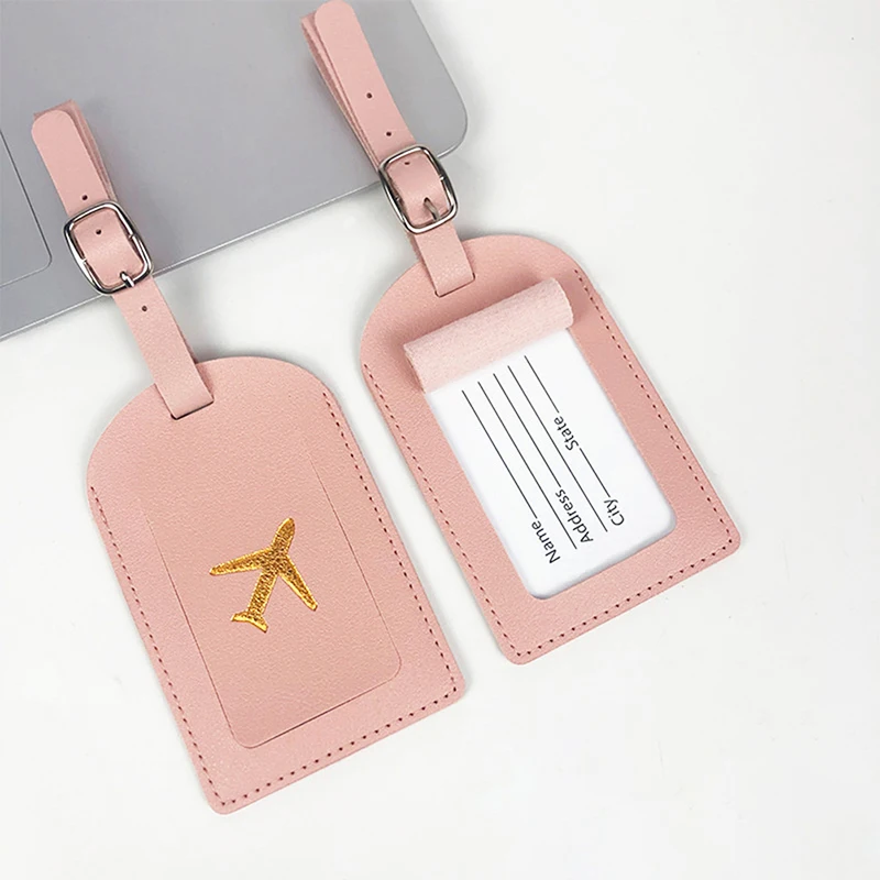 1PCS Travel Suitcase Identifier Label Travel Accessories PU Leather Luggage Tag Name ID LabelsBoarding Bag Tag