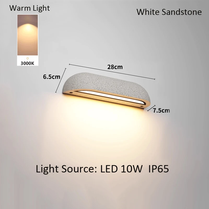 Outdoor Micro Concrete Waterproof Strip Wall Lamp Villa Garden Shop Facade Entryway Exterior Light
