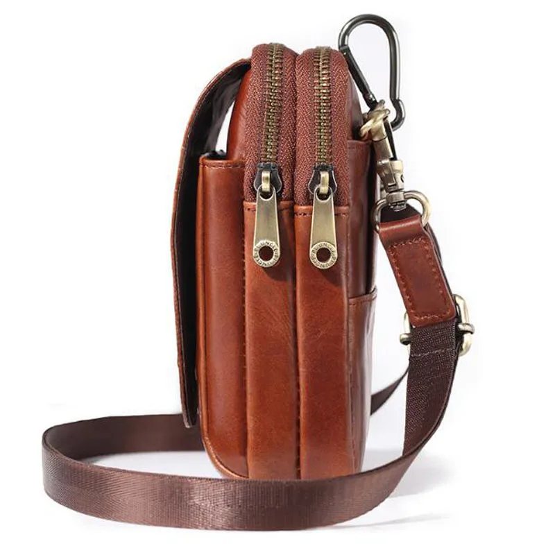 Men Leather Crocodile Grain Waist Bag small Shoulder Bags Purse Hip Bum  Cell Phone Case Hook Belt Fanny  Cross Body Pack