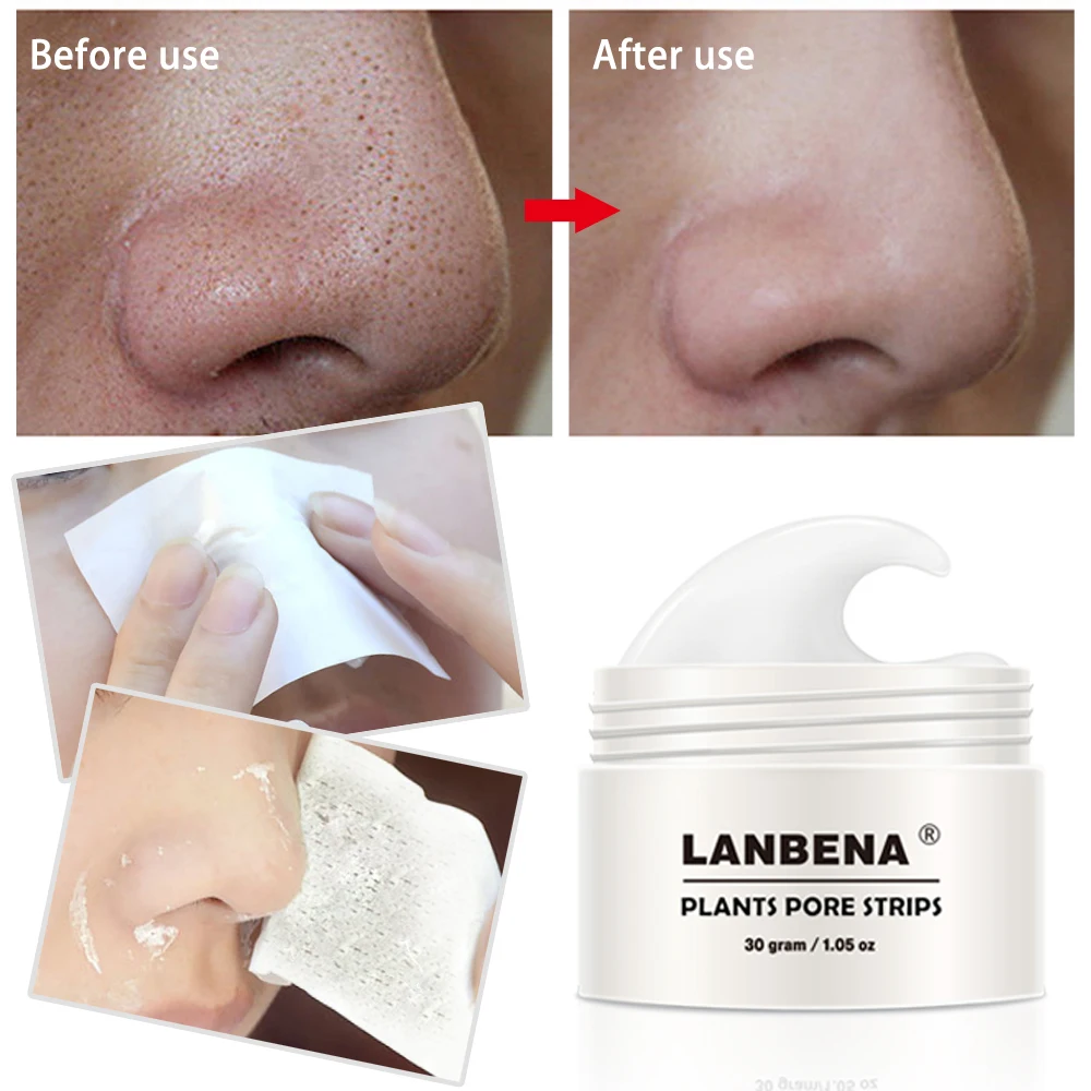 LANBENA-Papel Creme Removedor De Cravos, Tiras De Poros De Plantas, Limpeza De Acne Do Nariz, Pontos Pretos, Peel Off Mud Mask, Tratamentos, Cuidados Com A Pele