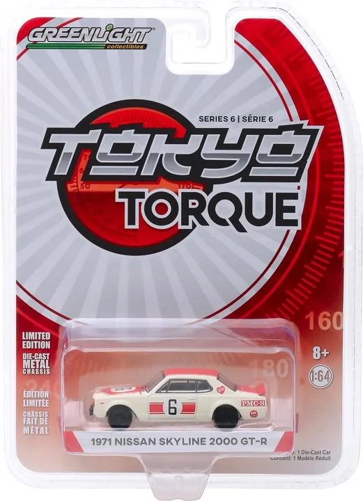 GreenLight 1:64 1971 Skyline GT-R 6 Tokyo Torque, Auto de Colección, Excelente Regalo para Amigos