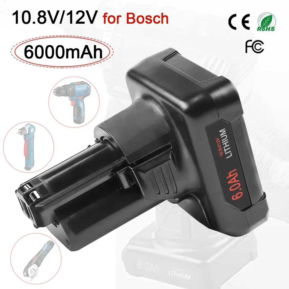 6000mAh for Bosch 10.8V/12V GBA12V60 Li-ion Power Tool Rechargeable Battery BAT411 BAT412 BAT413A GSR 10.8 GSR12V-LI charger