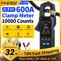 FNIRSI DMC-100 DC AC Current Clamp Meter 10000 Counts Digital Multimeter USB Charger 600A Amperimetric Clamp Electrician Tools