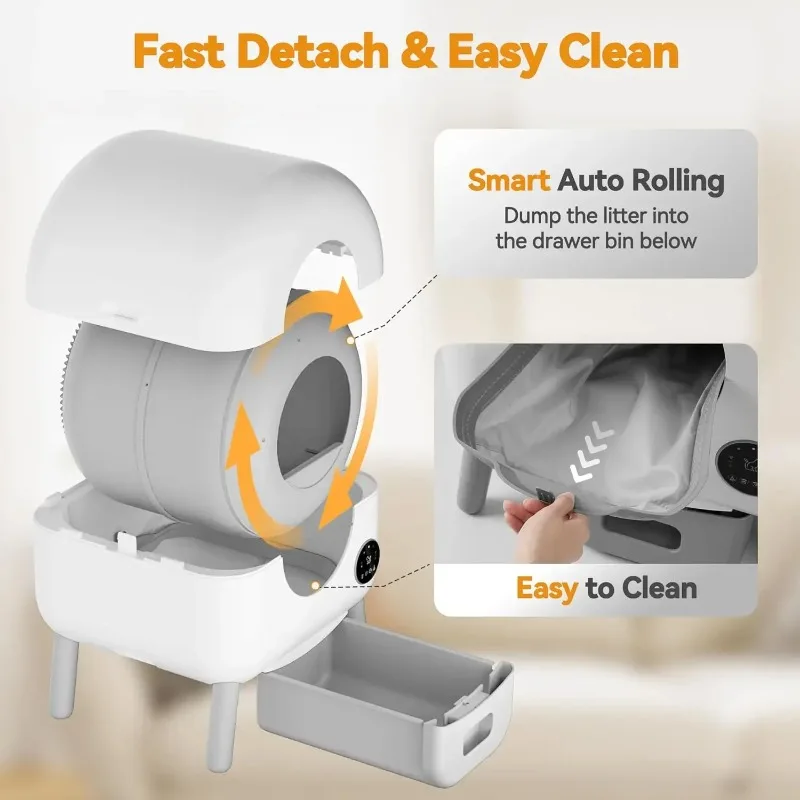 Smart Self-Cleaning L-Box App-Controlled Safety Features, Easy Cleaning for Multiple Made Plastic, Large 105L