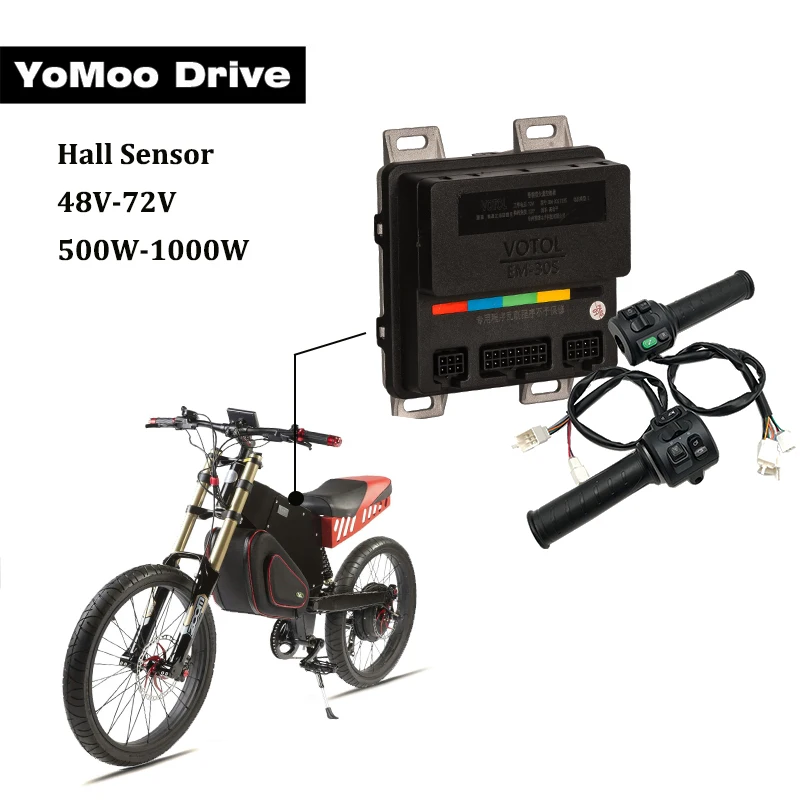

48V-72V VOTOL EM30S 35A 500W-1200W Sine Wave E-bike Controller With T08 Throttle And USB Cable For Electric Motorcycles Scooter