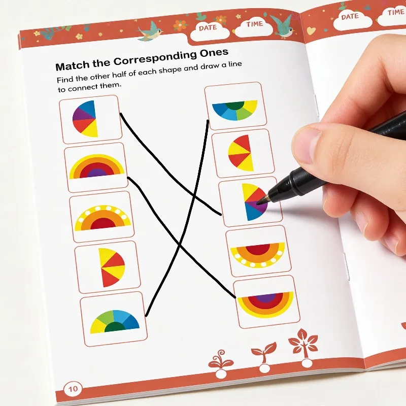 A Exercise Book for Logical Thinking Training Find and Connect Identical Patterns Recognize 0-10 Improve Mathematical Thinking