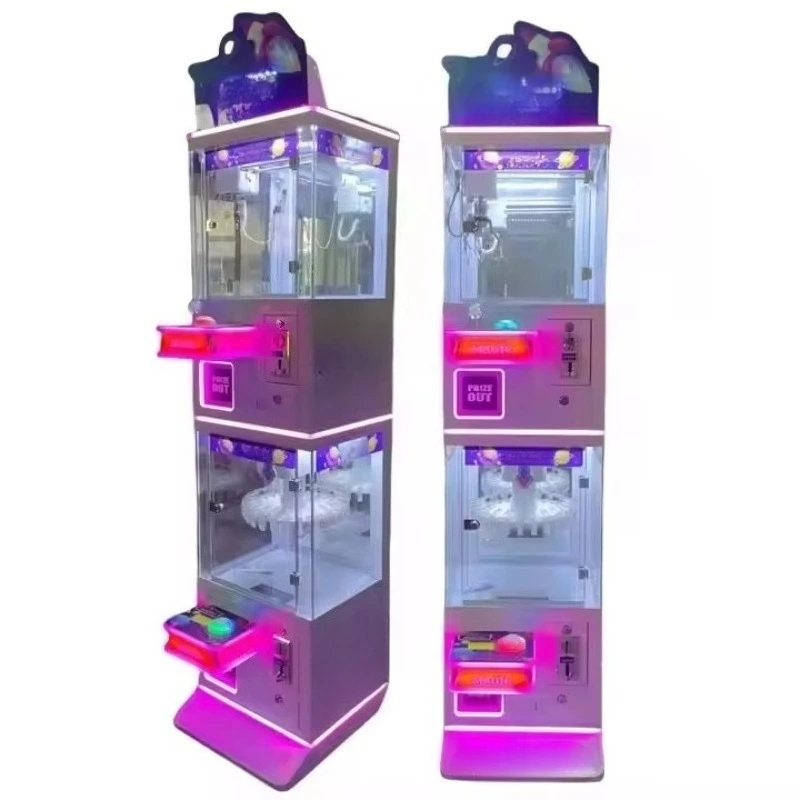 Customized Coin-Operated Claw Machine for Kids, Metal Single-Clip Arcade Game with Multiple Turntables