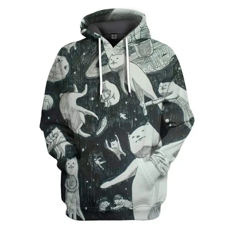 2025 Autumn/Winter Funny Cat 3D Printed Men's Hoodie Scottish Fold Pattern Hoodie Fashion Women's Pullover Street Sweatshirt 6XL