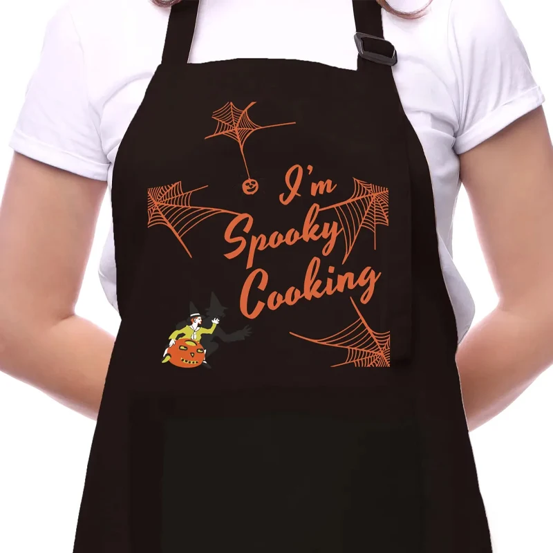 

Halloween Cooking Apron with Pockets Spooky Funny Apron for Chefs & Bakers Halloween Party Decoration Gift Home Kitchen Supplies