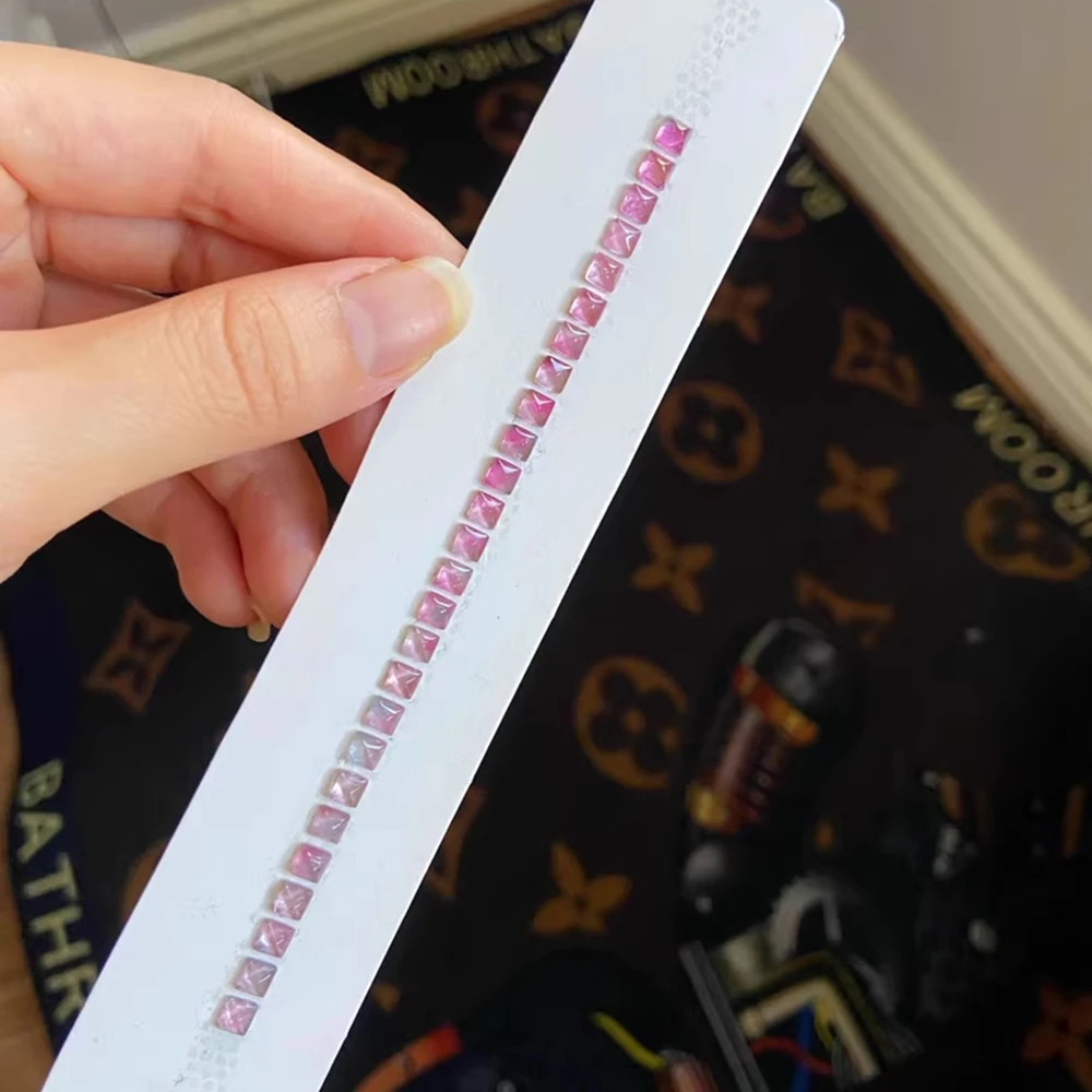 

1Piece 4mm Top Seller Fashion New Style Natural Violet Pyramid Cut Tourmaline Iridescence Charm Bracelet Gemstone