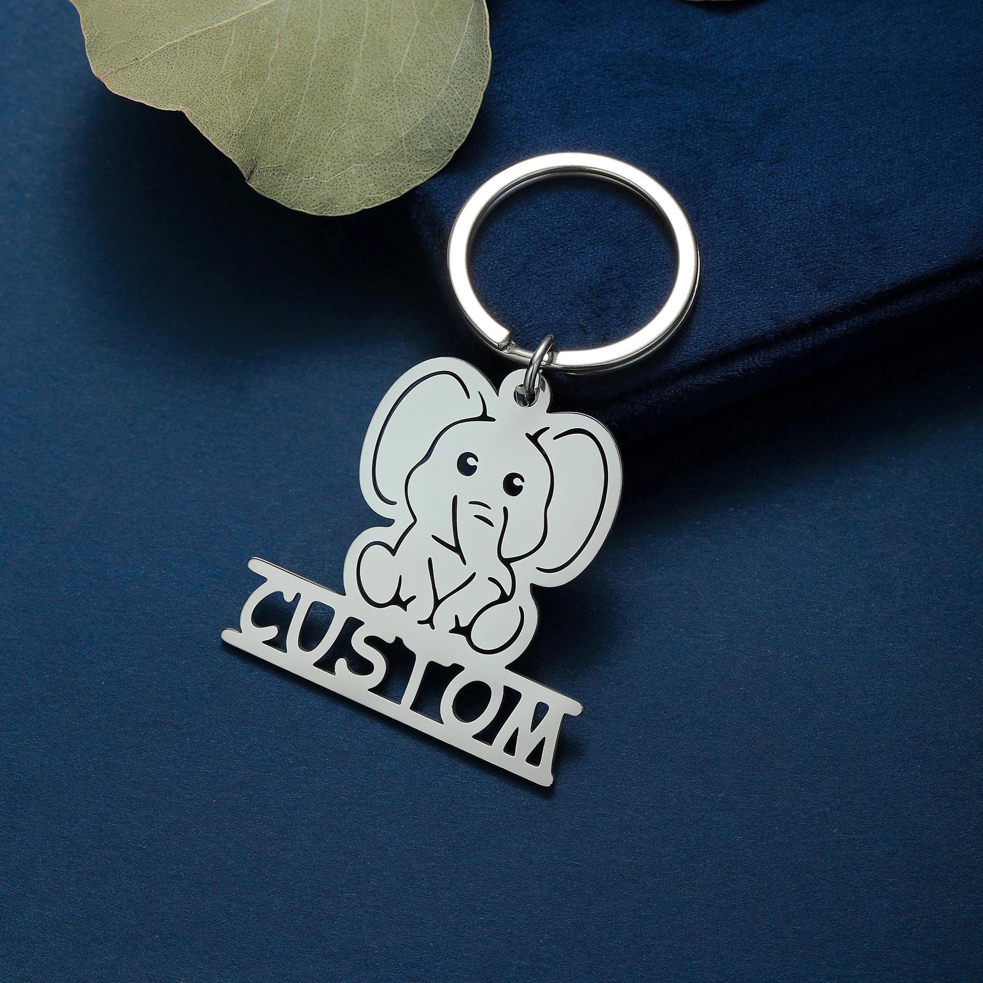 Stainless Steel Custom Name Elephant Keychain Men Women Customized Cartoon Key Ring Silver Lovely Jewelry Gift