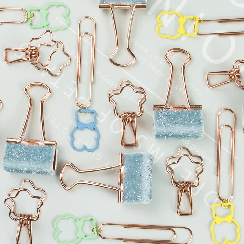 Long Tail Clip Paper Clip Rose Gold Boxed Office Small Fresh Multifunctional Stationery Set Cute Paper Clips