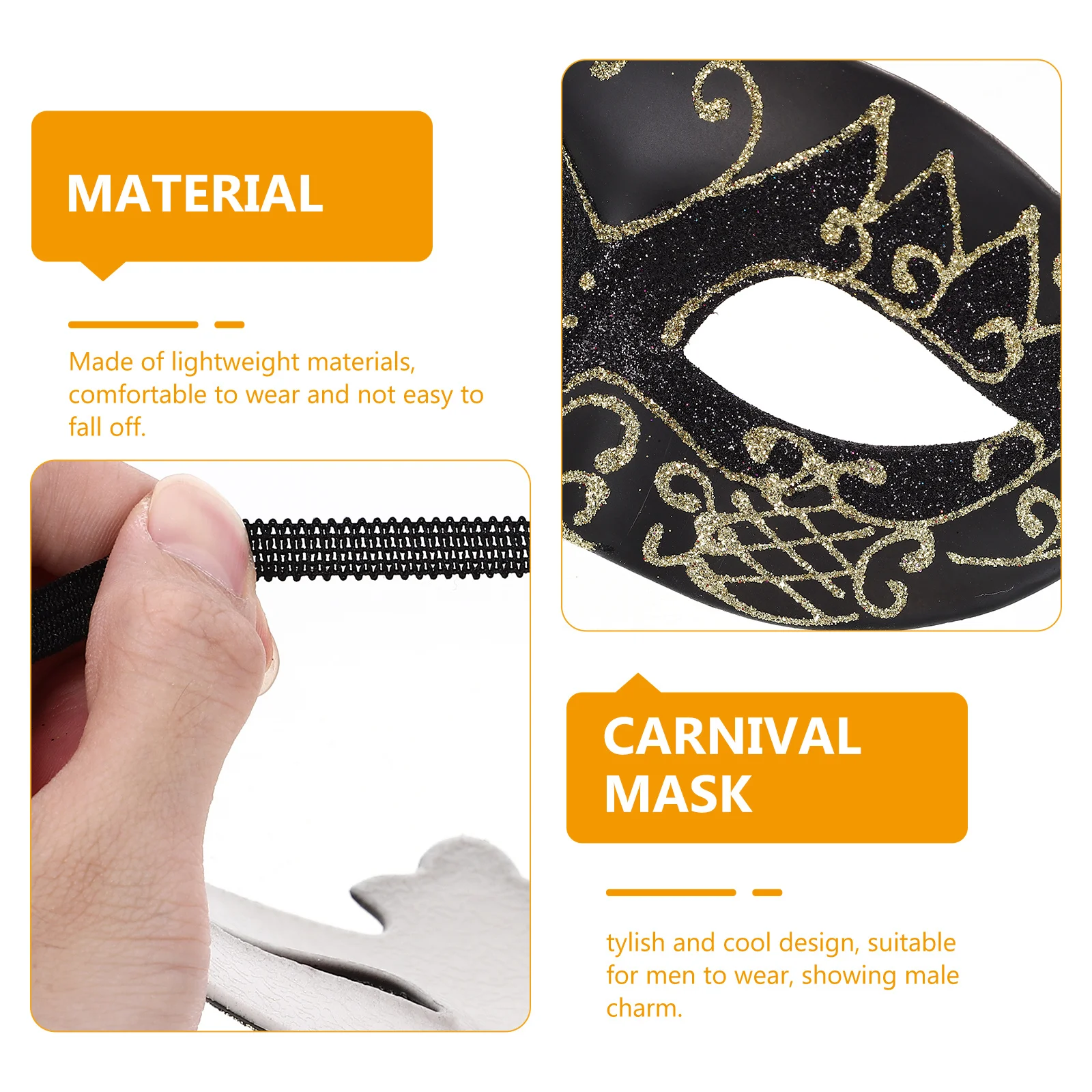 

Masquerade Party Mask Halloween Cosplay Male Lightweight Plastic Half- Design Exquisite Craftsmanship