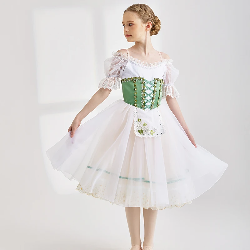 

Лидер продаж, одежда для выступлений для детей, девочек, женщин и взрослых, зеленая длинная рубашка, балетные костюмы-пачки