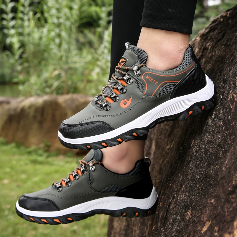 New Fall Sneakers Men Fashion Comfortable Hiking Shoes Men Leather Waterproof Anti-Slip Sneakers for Men Zapatillas Deporte