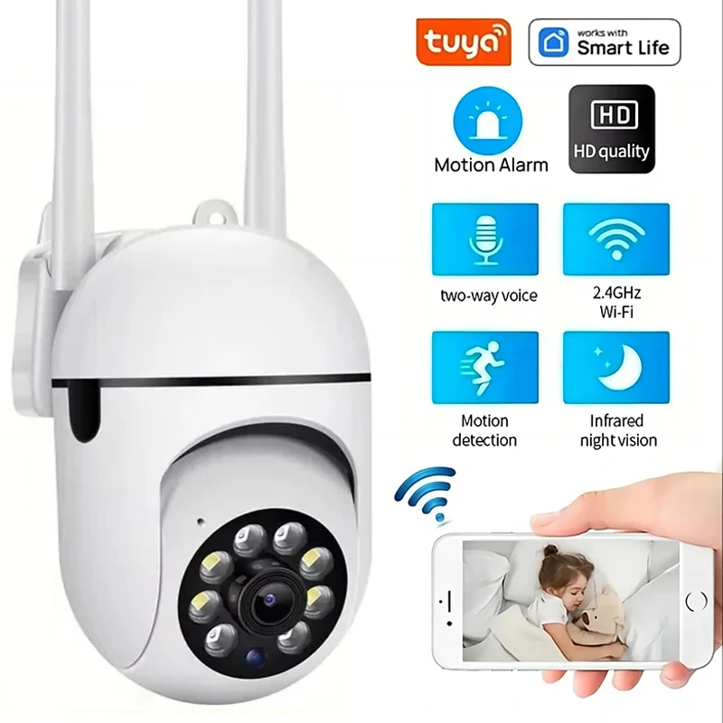 HD 1080P Wireless Security Surveillance PTZ Camera 4X Zoom Tuya Wifi IP Cameras AI Human Tracking Two-way Audio 2MP Video Camera