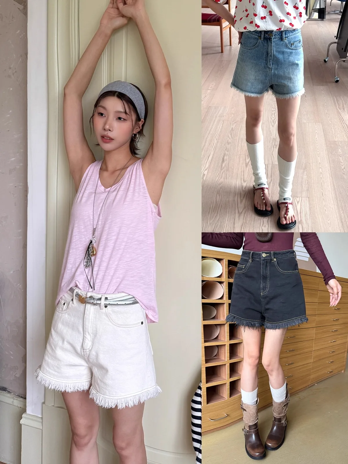 

Faionable Casual Denim orts 5COEMES Brand DEARSOCUTE Handpied Store Cotton Knitted l Waist Button Closure