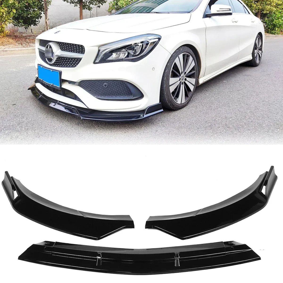 

W117 Front Bumper Lip Side Splitter Spoiler Body Kit For Mercedes Benz CLA Class CLA200 CLA250 2016-2019 Sport Car Accessories