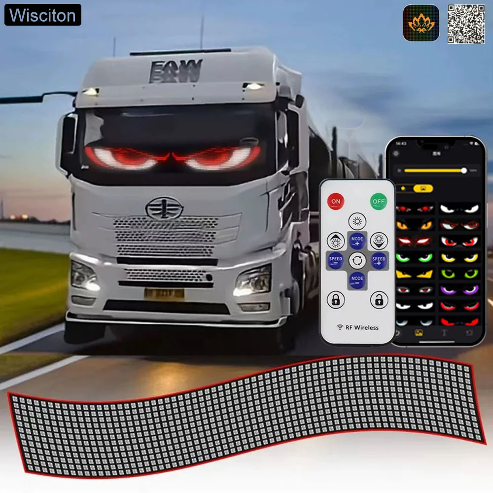 

Грузовик Автомобиль Дьявольский Глаз Матрица Пиксельная Панель Светодиодная Лента Гибкий RGBIC Дисплей Динамический DIY Декоративный Свет Приложение/Пульт Дистанционное Управление