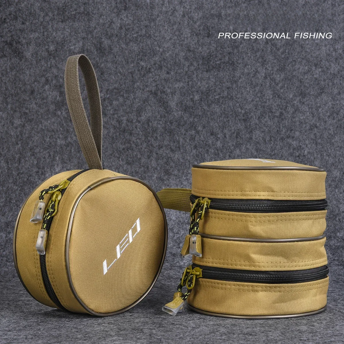 15*15*8/16cm Fishing Reel Bag Canvas Khaki Round Portable Polyester Fibre Monolayer Bilayer Professional Gear Accessories Tools