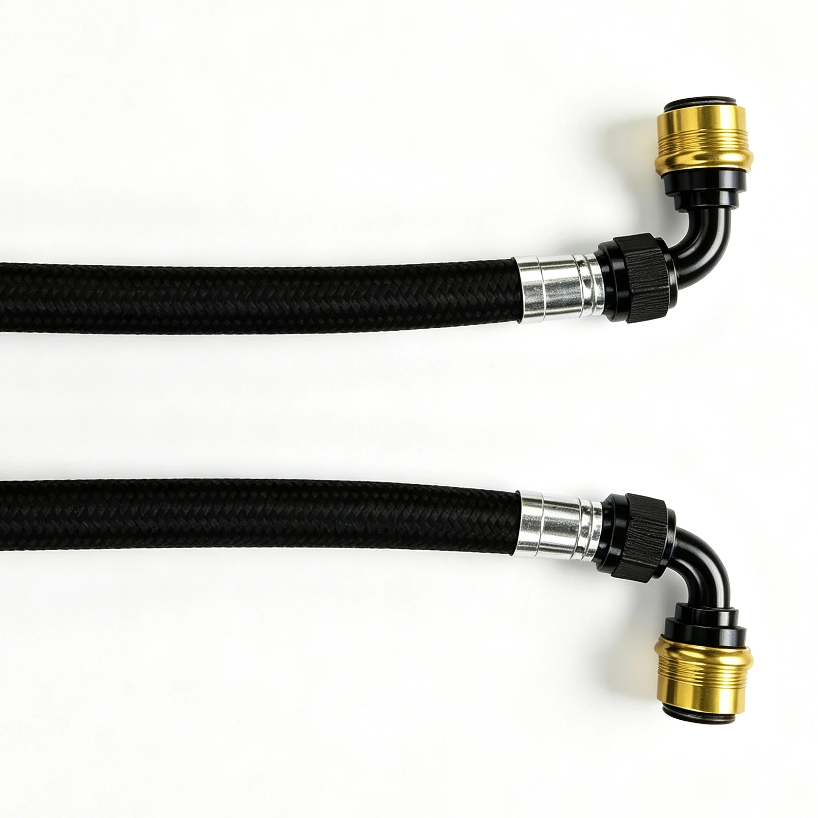 AN8 Crimp PTFE Quick Release Fittings  0/45/90Degree Push Lock Pipe Assembly Swivel Hose End ORB Adapter For E85 Gold&Black