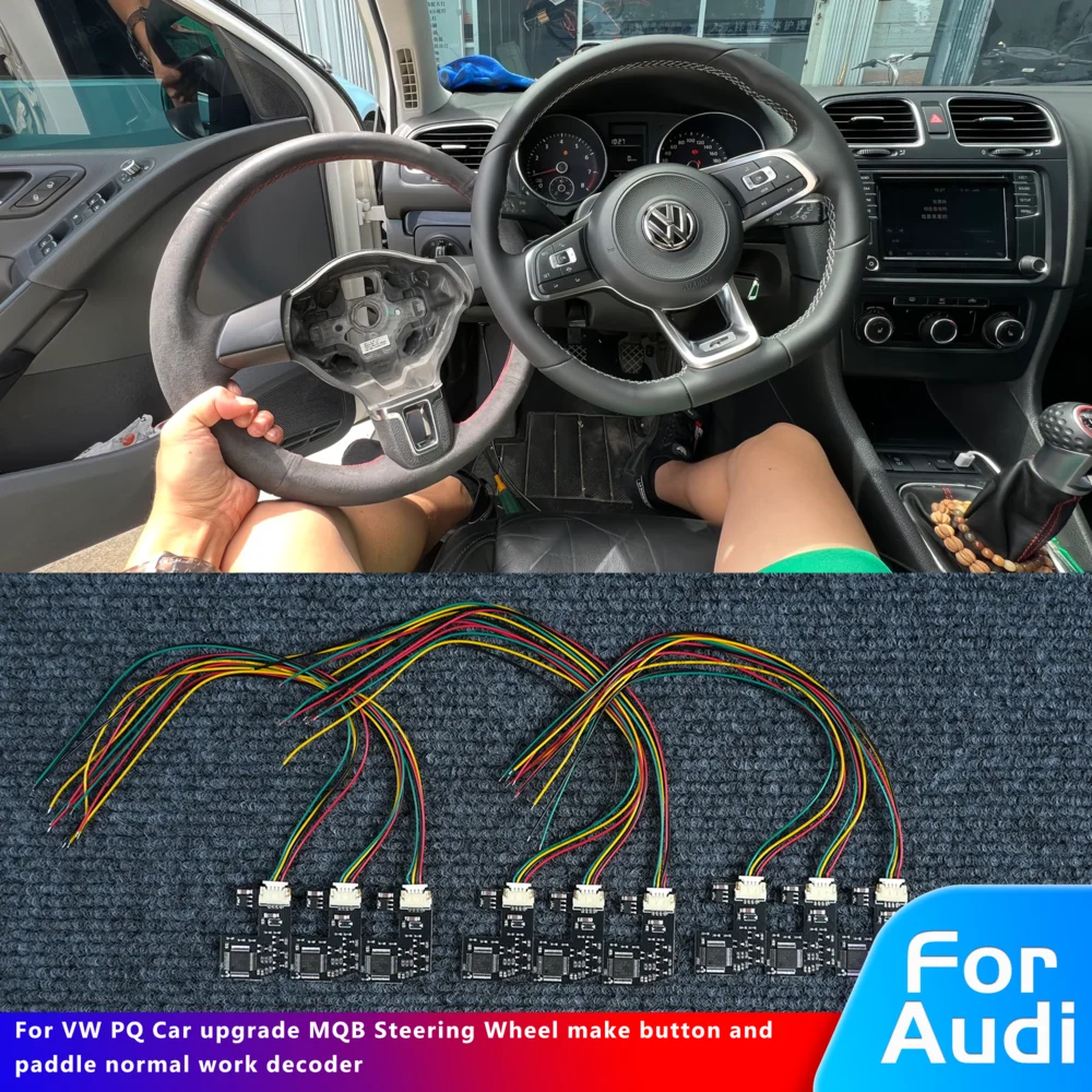 

Fit for PQ car steering wheel upgrade MQB car steering wheel make button and paddle fit car normal work decoder PQ decoder