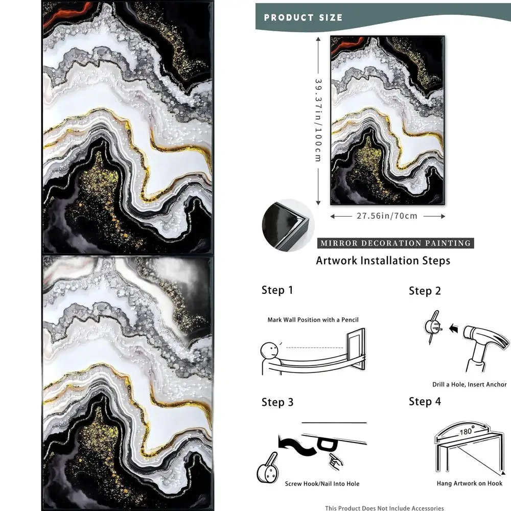 

Elegant Marble-Textured Wall Art with Metallic Gloss, 28x40 inches, Suitable for Bedroom, Living Room, Bathroom, and Office