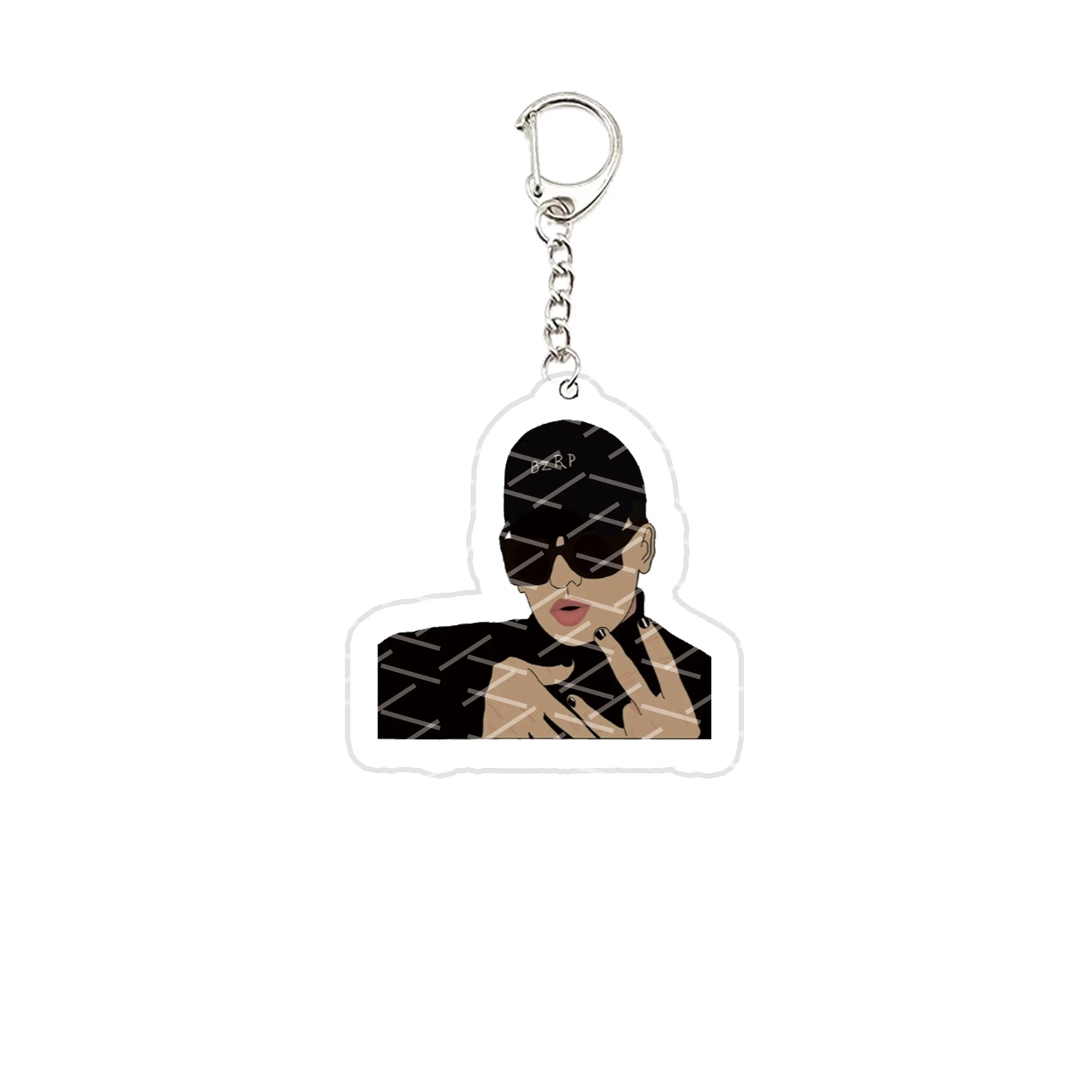 Acrylic Popular Rap Singer Duki Keychains for Accessories Bag Bzrp Trap Music Pendant Gaming Keyring Rockstar Fans Lovers Gifts