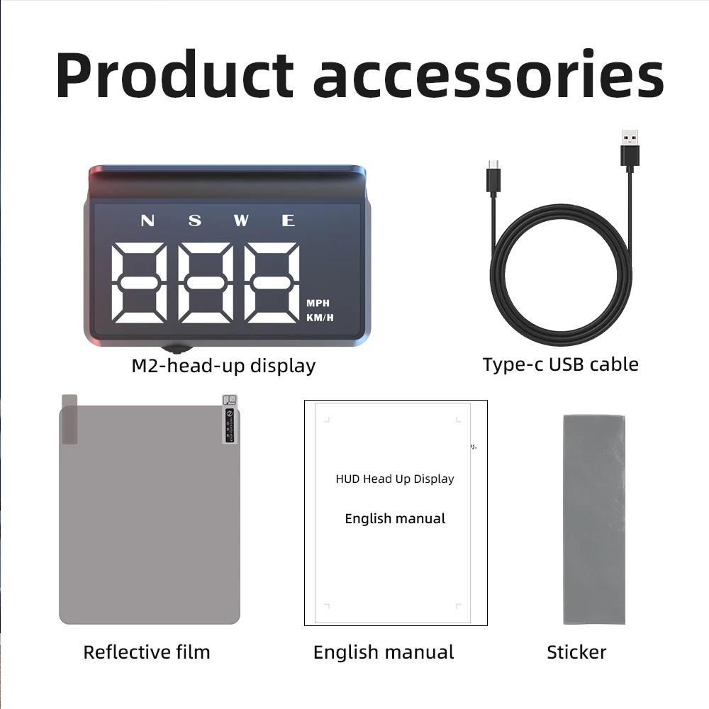 2026 New Model W2S White Color GPS Head up Displays  Car Gauge Speedometer HUD Big Font Auto Meter