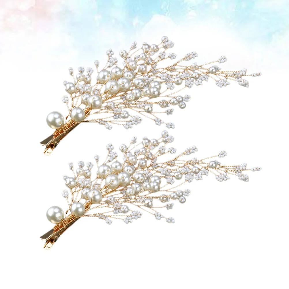 

1 Pair Pearl Cluster Hairpins Bridal Veil Clips Updo Wedding Headdress Hair Decorations For Women Flower Hairpins Bridal Hair