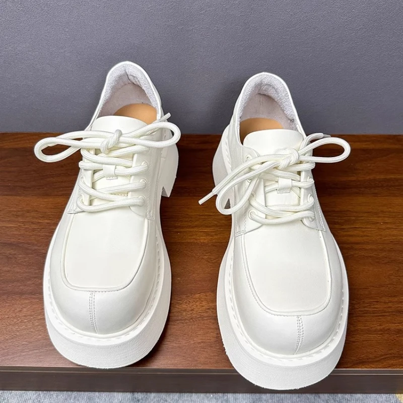 Europa/americano mostrar design casual derby sapatos para homens crescente sapato de couro genuíno versão ampla sapatos de elevador leve