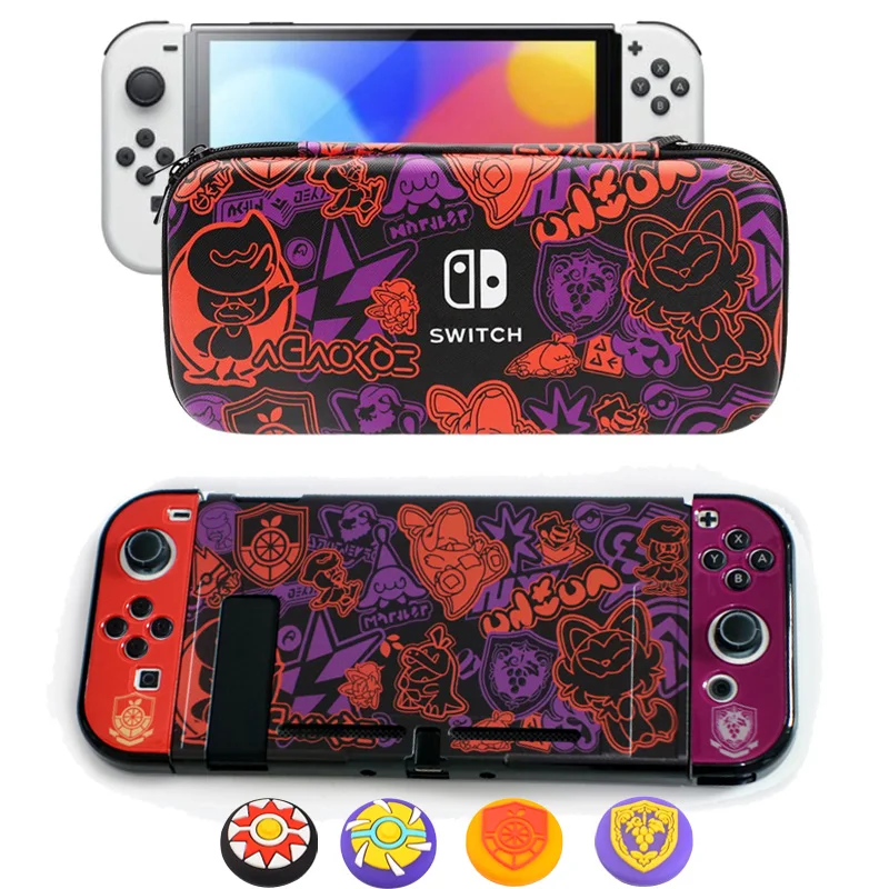 3 In 1 Switch Case Kit for Nintend Switch NS Storage Bag Scarlet Violet Game Console Hard Case Protective Analog Grip Accessory