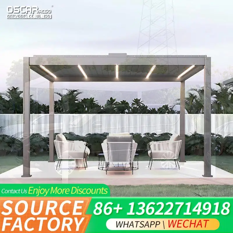 Motorized Louvered Outdoor Aluminium Pergola with Waterproof Roof Side Wall Brackets 175mm for Pool China Manufacturer pergola