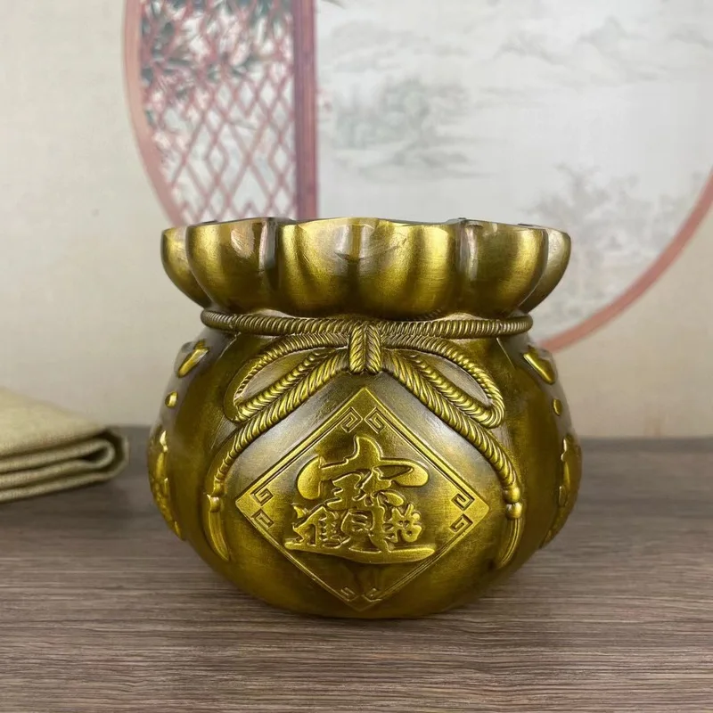 TreasureBowlFortuneOrnament,All-BrassMoneyBagPiggyBank,HomeLivingRoomOfficeDecoration,OpeningandHousewarming