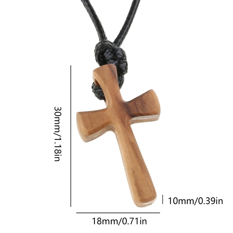Wooden Cross Clavicle Chain Handhold Prayer Crucifix Neckchain Gift for Clutching Sacred Christian Artifact Jewelry