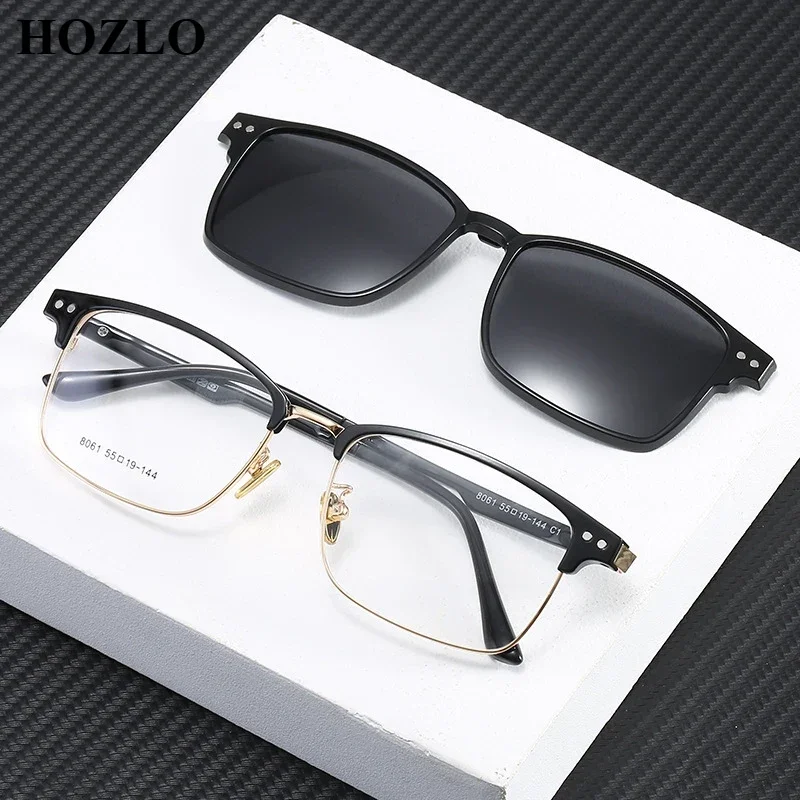 

New Retro Rivets TR90 Magnet Flips Cover Lens Polarized Sunglasses Women Men Clip On Lens Dark Glasses Fashion Shades Spectacles