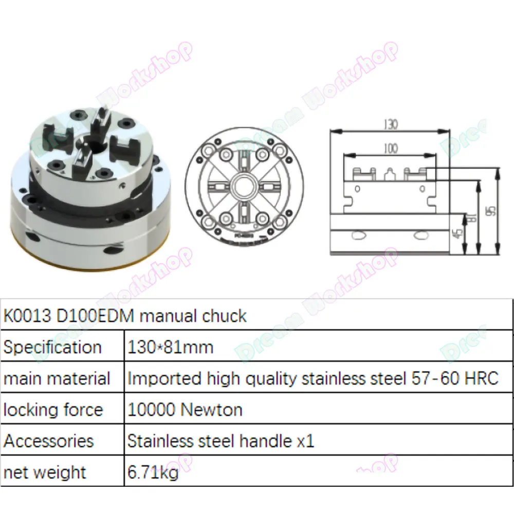 D100 EDM Machine Reference Chuck EDM Quick Positioning fixture ER interface D80 square pneumatic chuck 3head small manual chuck