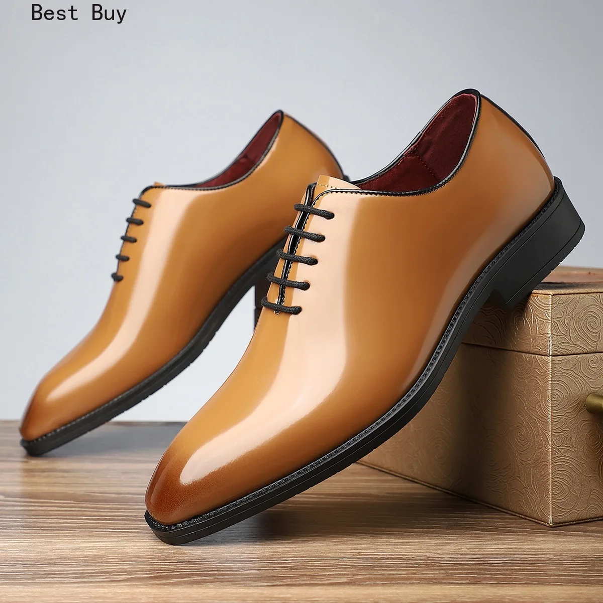 Classic Genuine Leather Whole Cut Mens Oxford Dress Shoes Plain Toe Brand Designer Handmade Office Business Formal Shoes for Men