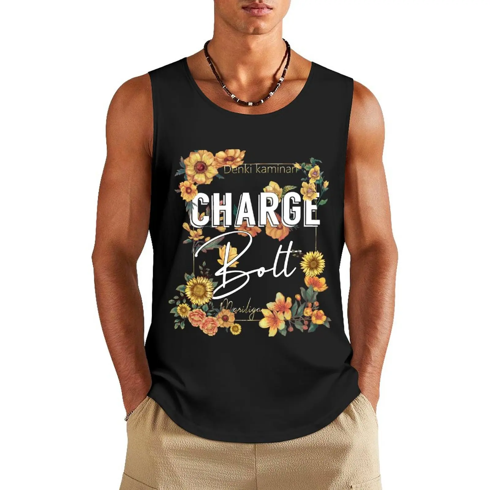 Denki floral Tank Top Men's summer clothes 2024 male top Top anime