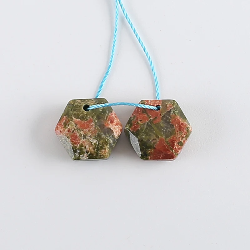 Wholesale Natural Unakite Jasper Hexagon Faceted Earrings Beads For Jewelry Making, Fashion DIY Earring Stone Jewelry