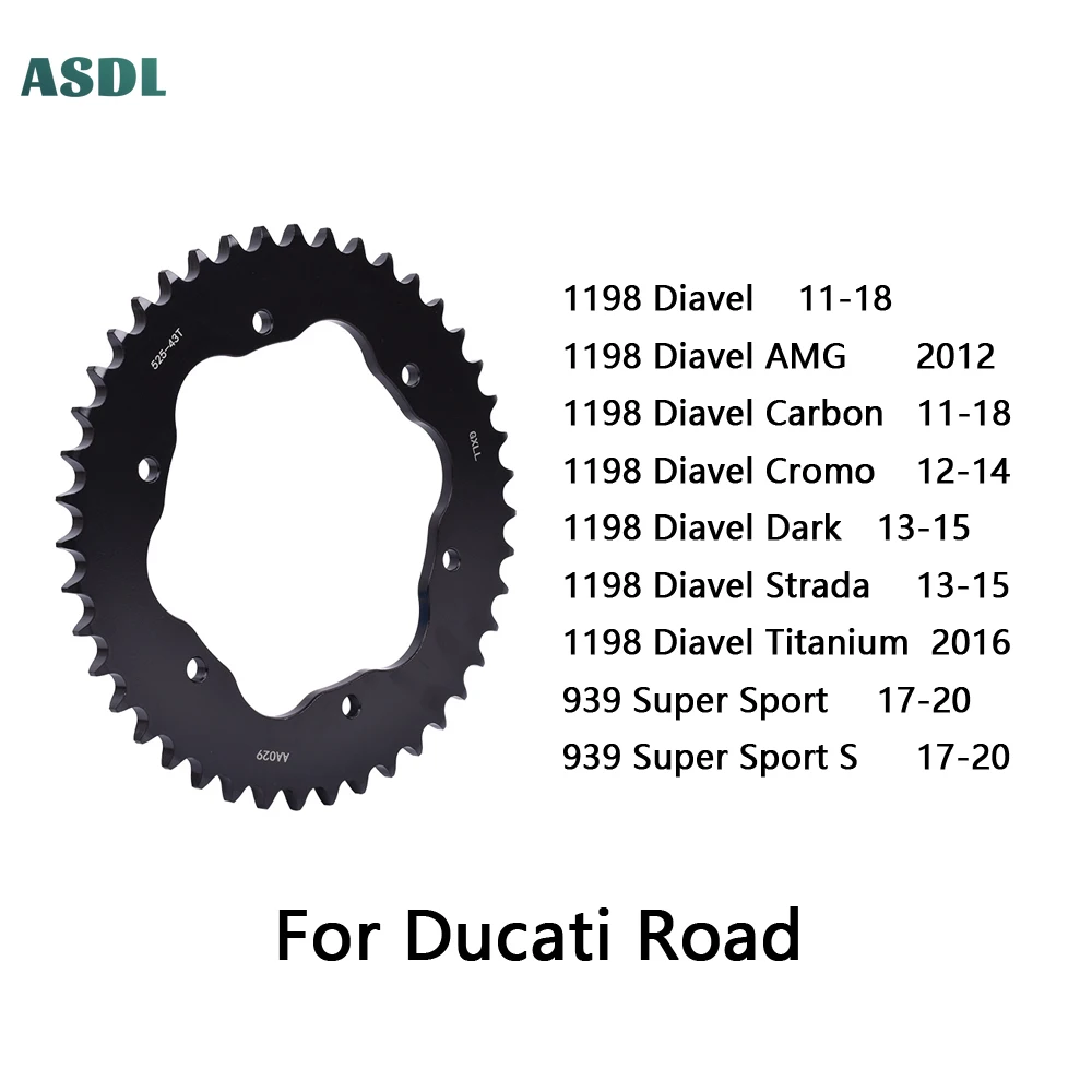 

Motorcycle Rear Sprocket Carburized Steel for Ducati Road 1198 Diavel 2011-2018 1198Diavel AMG Carbon Cromo Dark Strada Titanium