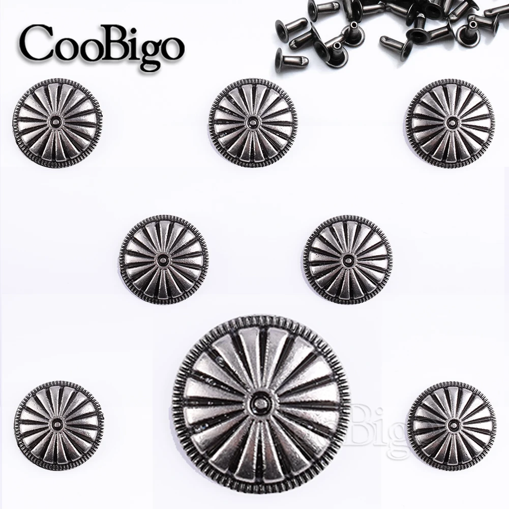 Decorative Metal Button Floral Rivet Fasteners for Leather Bags Clothes Jean Pants Needlework Sewing Accessories Concho Flower